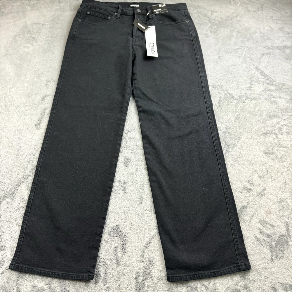 Express Simon Spurr Mens Jeans Size 31x30 Black Straight‎ Button Fly Denim NEW